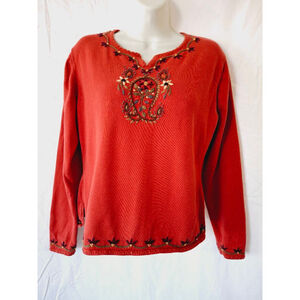 Icelandic Designs vtg embroidered sz m cottage core boho y2k sweater